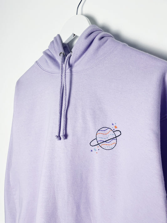 Planet - Soft Lilac Hand Embroidered Unisex Hoodie