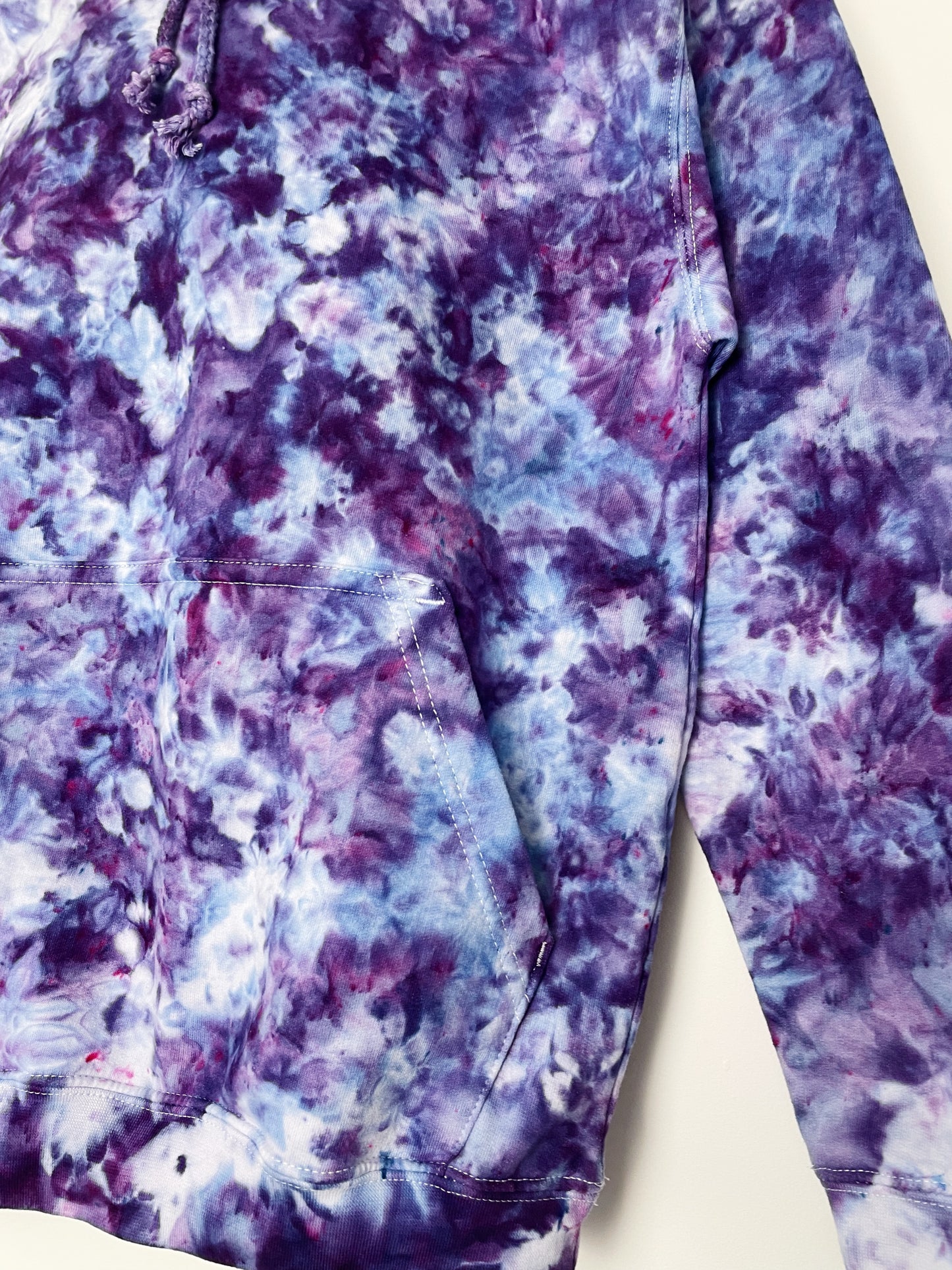 S | Ice Dye Purple Hand Dyed Pullover Hoodie