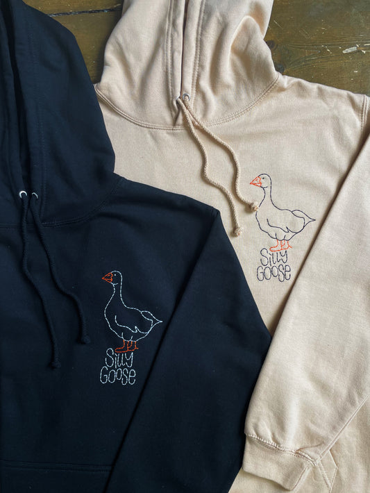 Silly Goose Hand Embroidered Unisex Hoodie