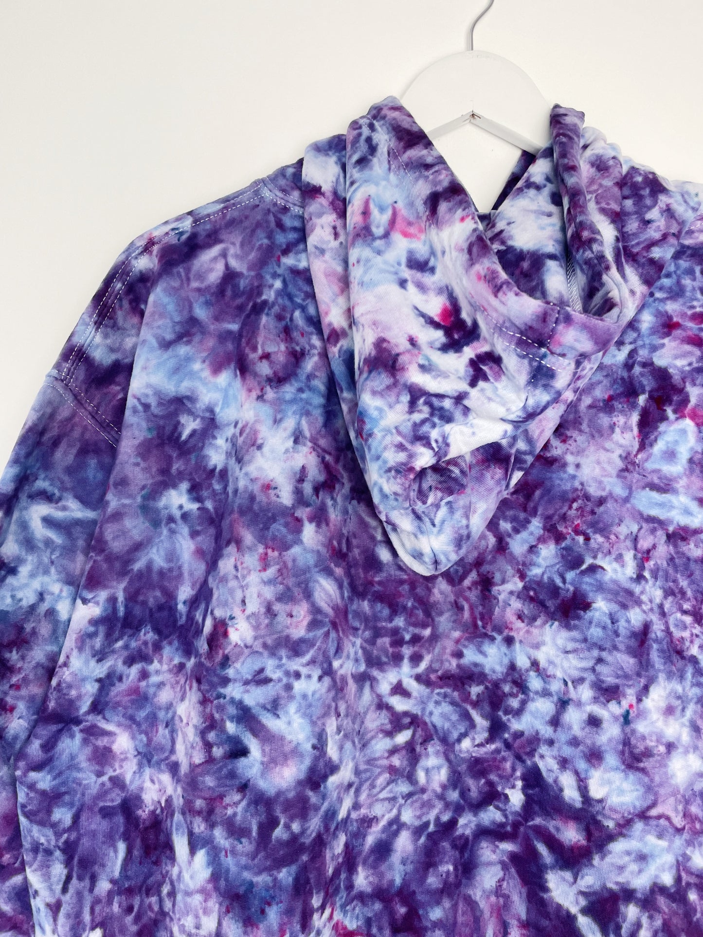 XL | Ice Dye Purple Hand Dyed Pullover Hoodie