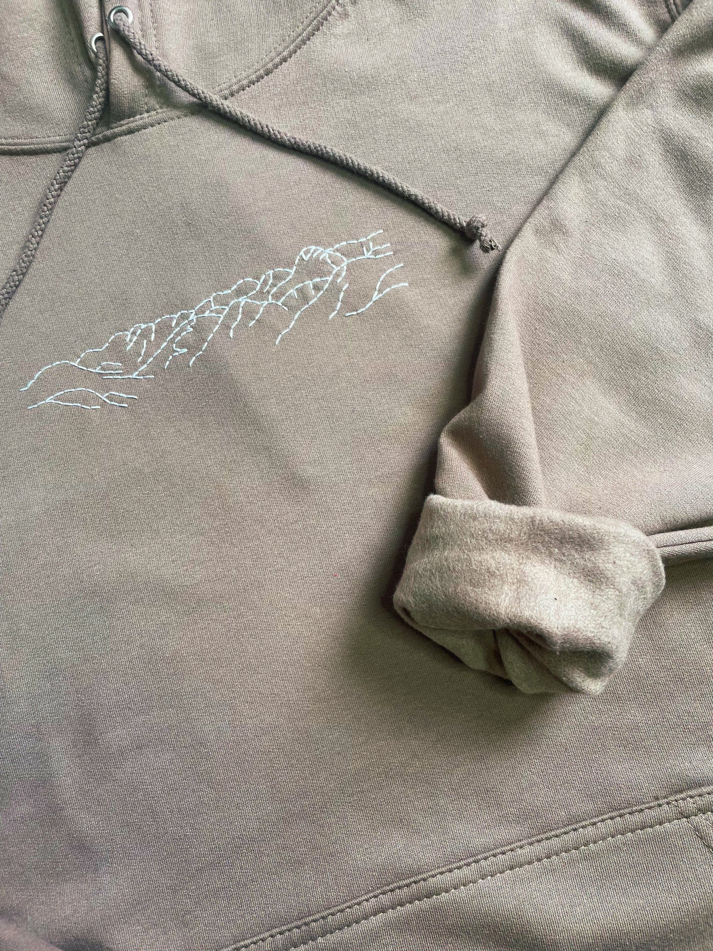 Mountain Hand Embroidered Unisex Pullover Hoodie