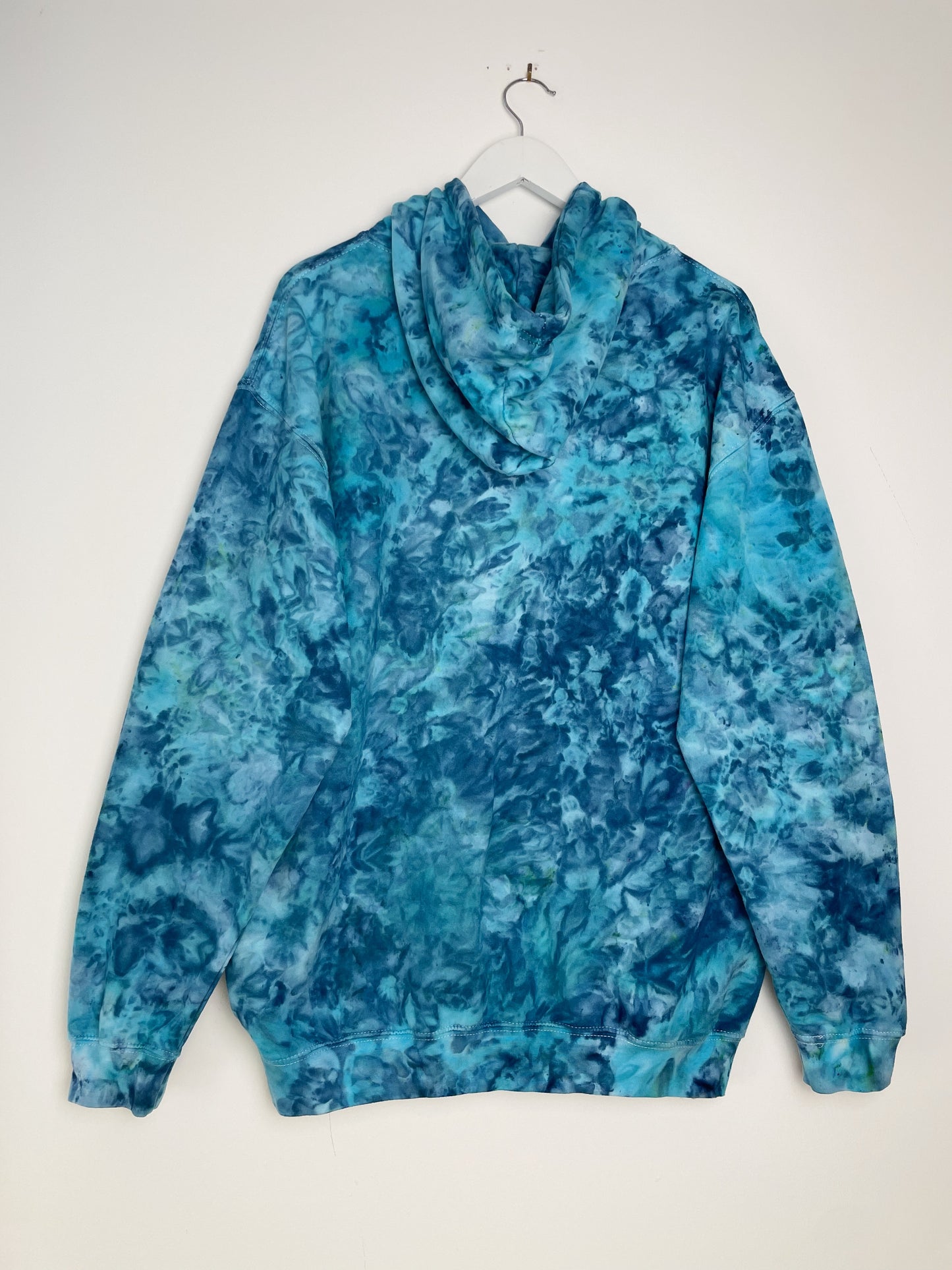 XL | Ice Dye Ocean Blue Hand Dyed Pullover Hoodie