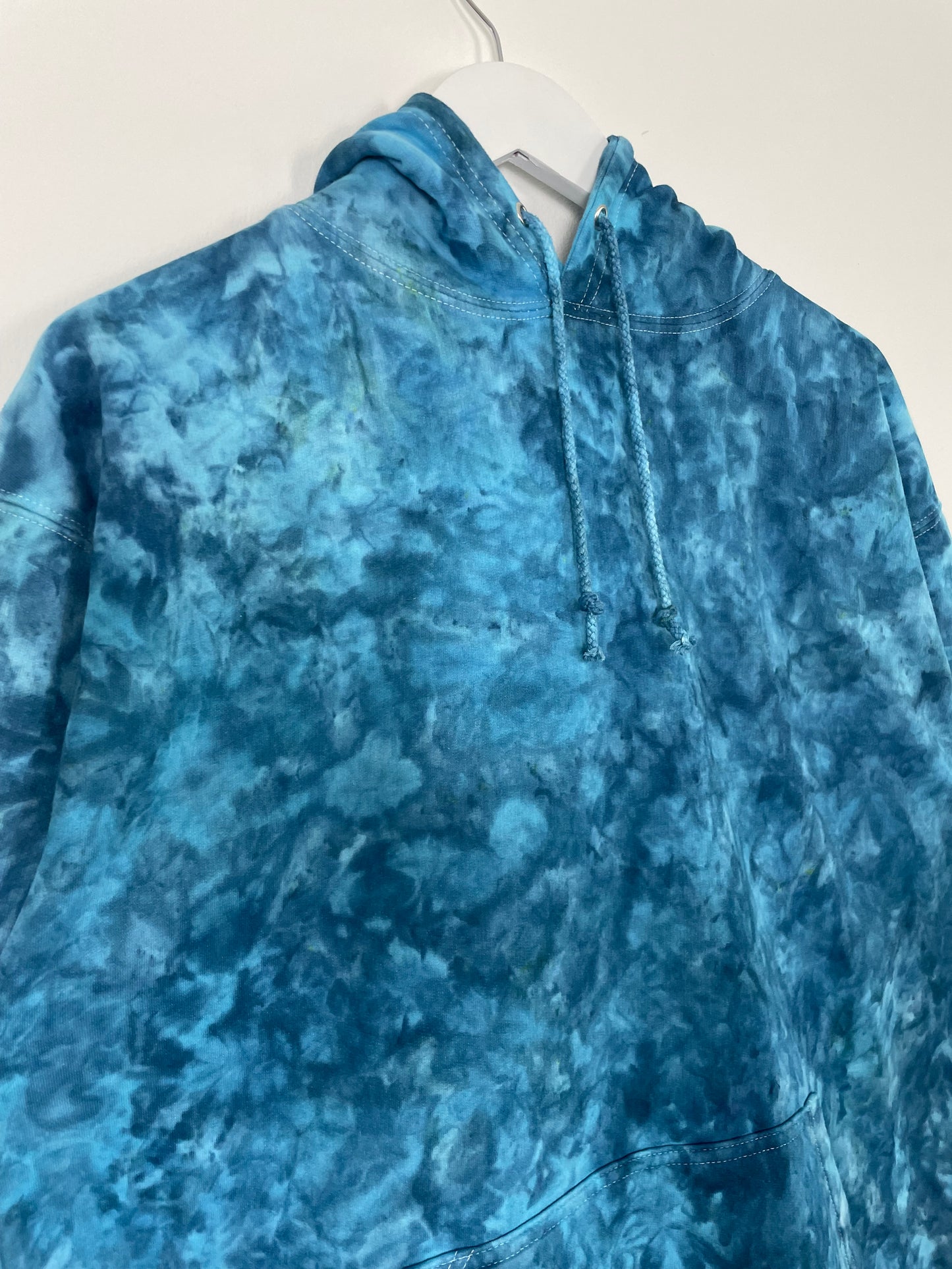 L | Ice Dye Ocean Blue Hand Dyed Pullover Hoodie