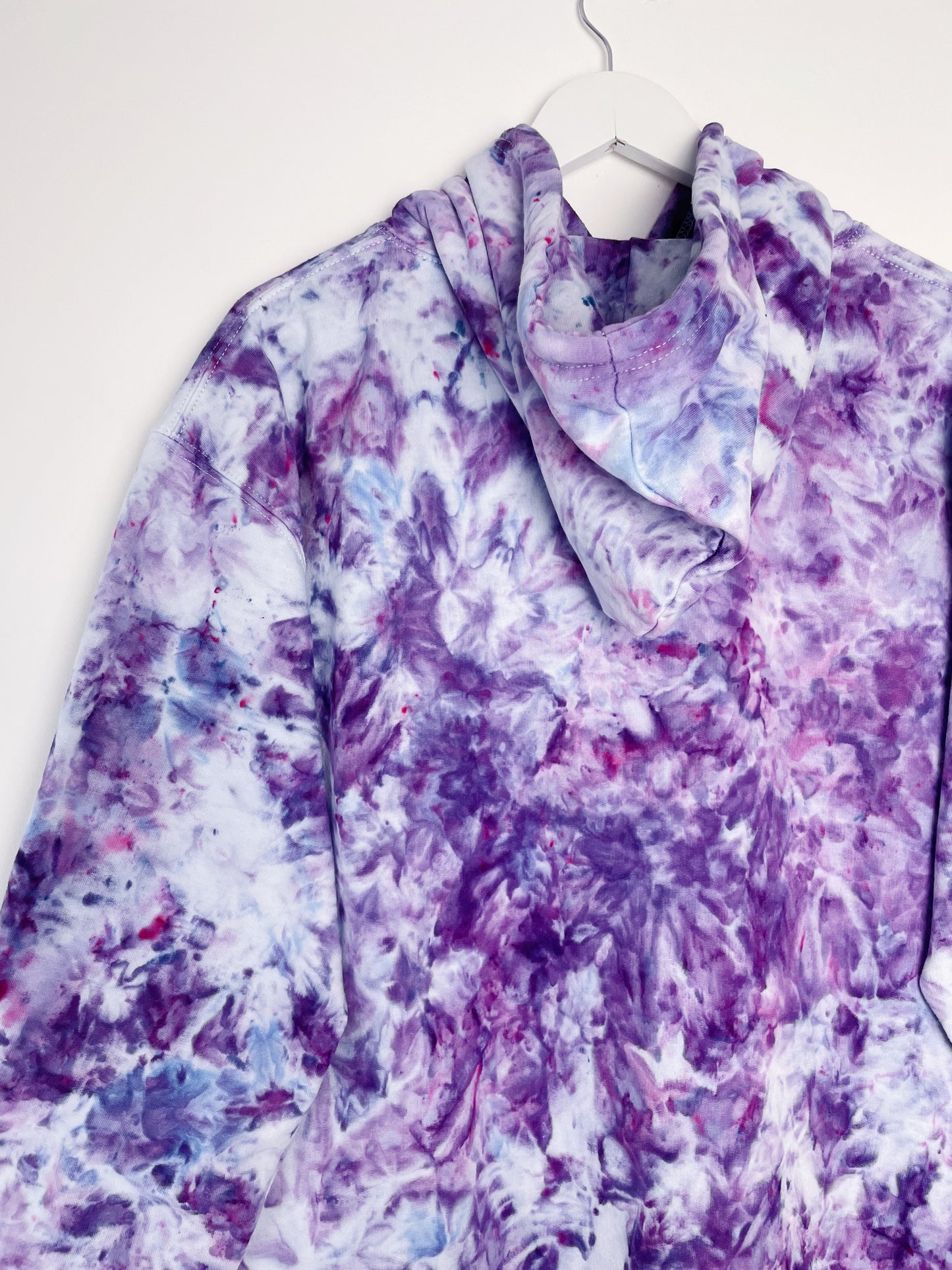 L | Ice Dye Purple Hand Dyed Pullover Hoodie