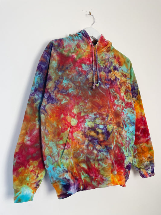 M | Ice Dye Rainbow Multicolour Hand Dyed Pullover Hoodie