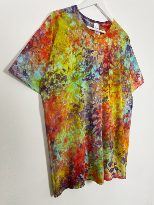 XL | Ice Dye Rainbow Multicolour Hand Dyed Ice Tie Dye T-Shirt