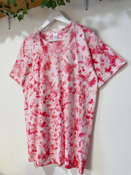 L | Ice Dye Pink Hand Dyed Ice Tie Dye T-Shirt