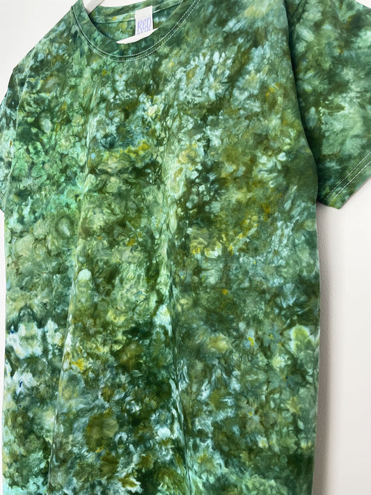 S | Ice Dye Dark Green Hand Dyed Ice Tie Dye T-Shirt
