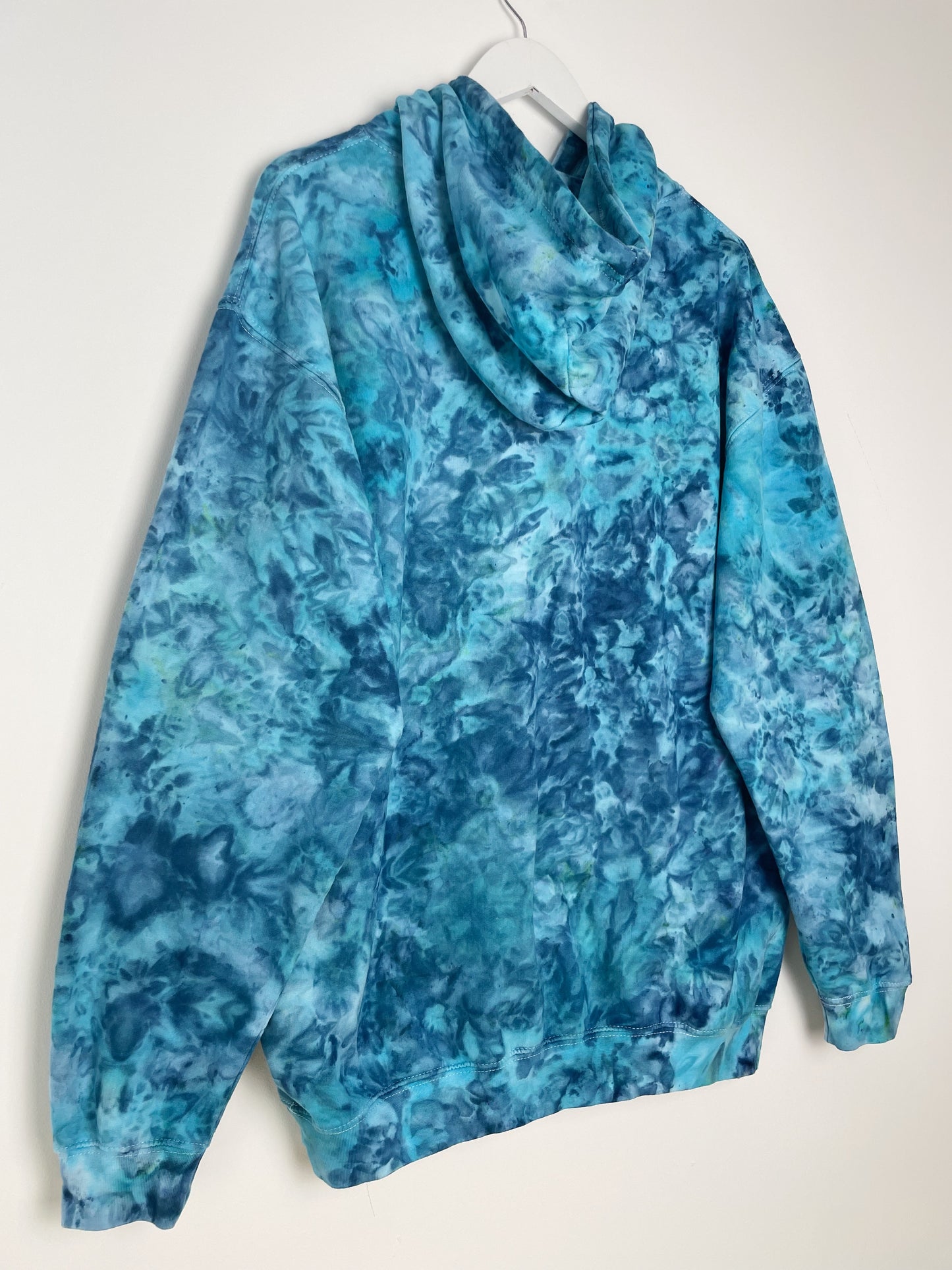 XL | Ice Dye Ocean Blue Hand Dyed Pullover Hoodie