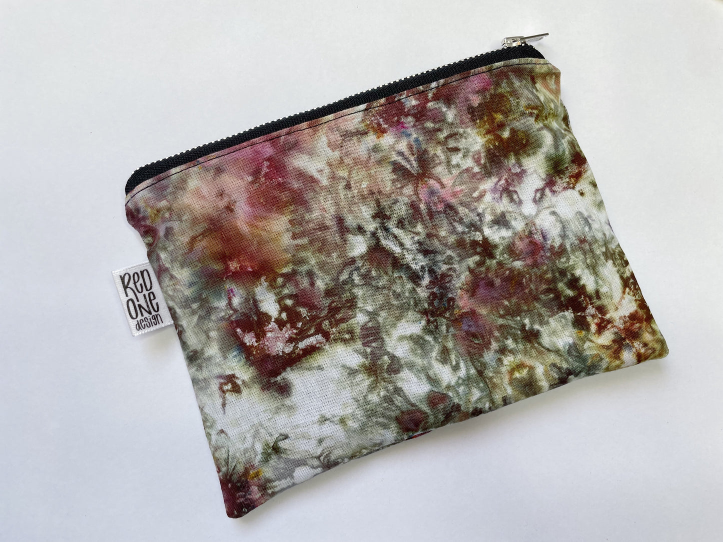 Handmade Ice Dye Zip Pouch | Floral Pencil Case | Ice Dyed Make-up Pouch
