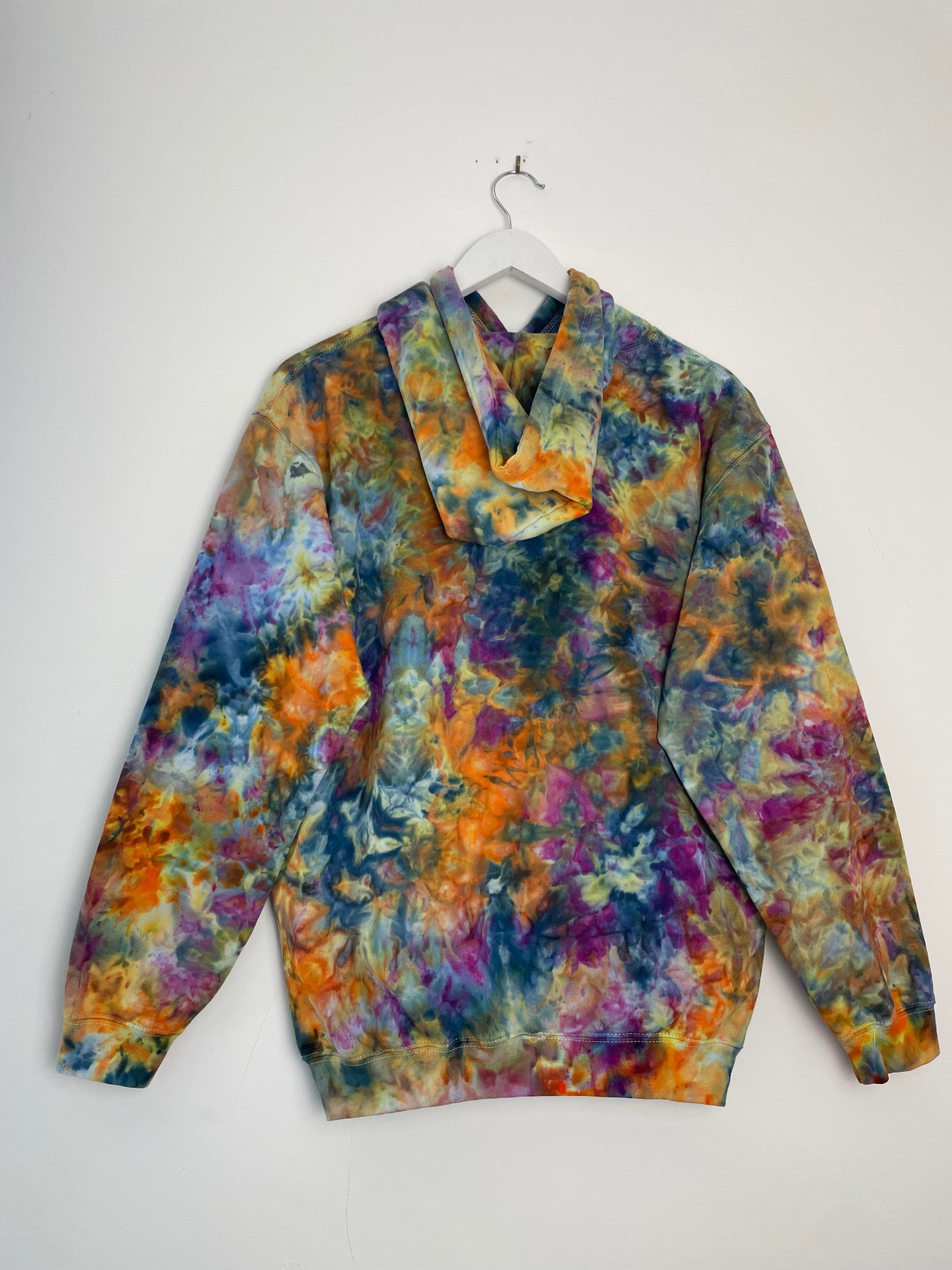 M | Ice Dye Blue Sunrise Multicolour Hand Dyed Pullover Hoodie