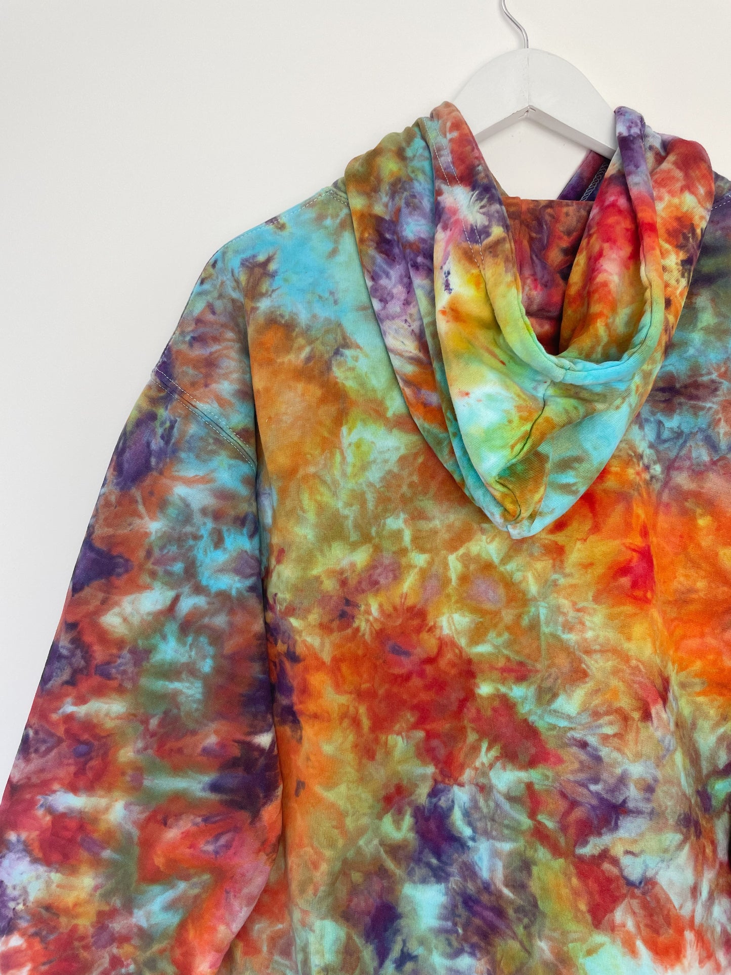 XL | Ice Dye Rainbow Multicolour Hand Dyed Pullover Hoodie