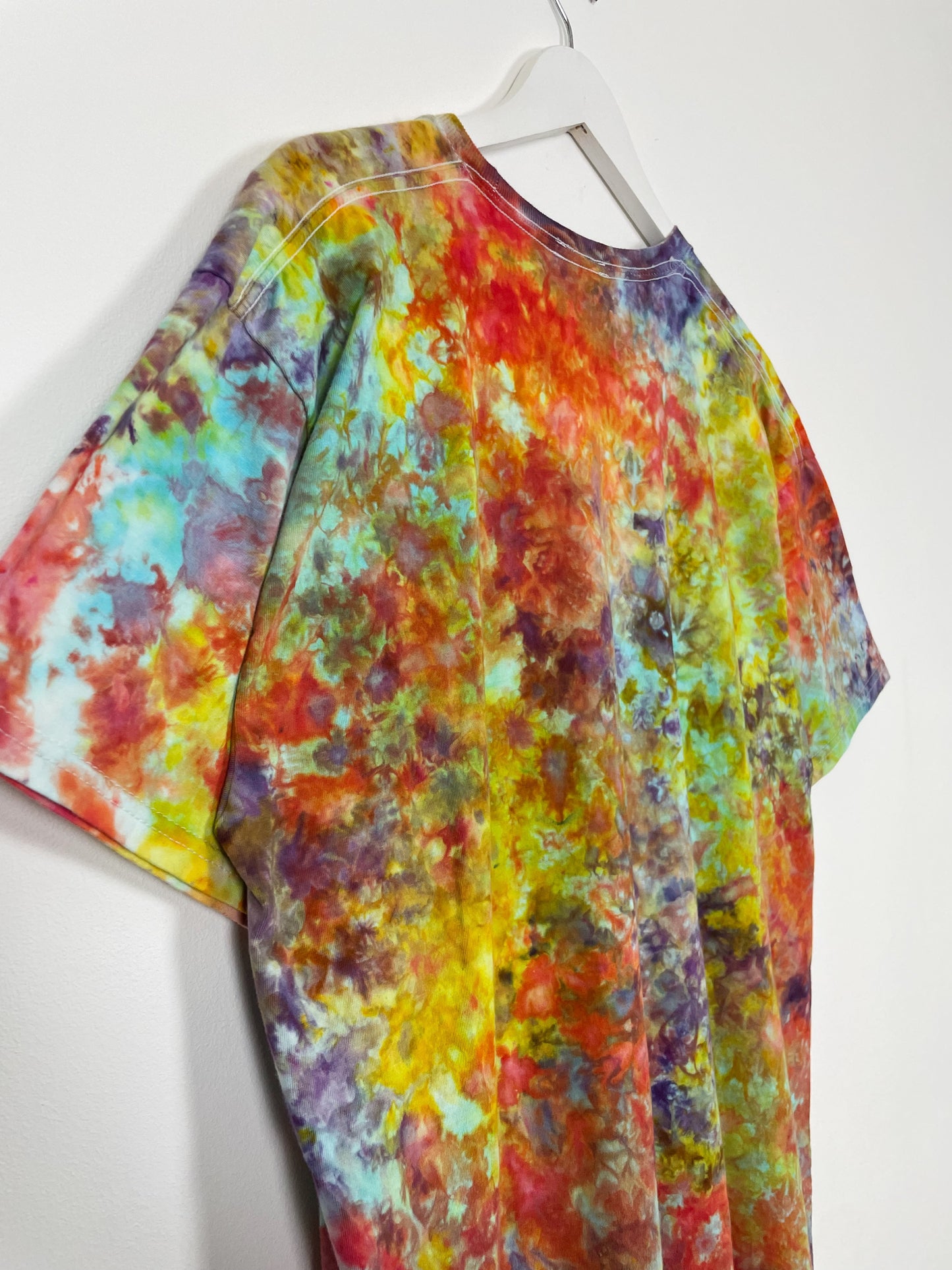 XL | Ice Dye Rainbow Multicolour Hand Dyed Ice Tie Dye T-Shirt