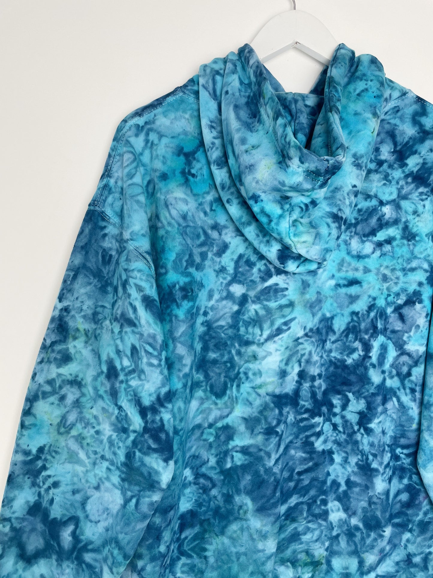 XL | Ice Dye Ocean Blue Hand Dyed Pullover Hoodie