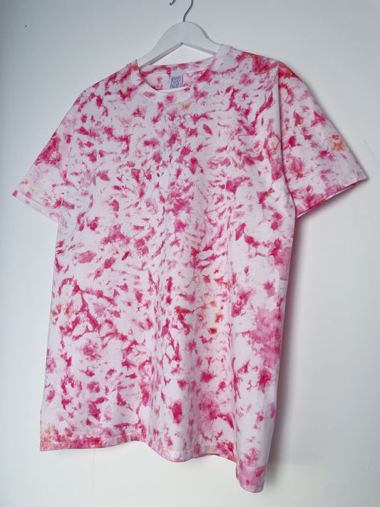 L | Ice Dye Pink Hand Dyed Ice Tie Dye T-Shirt