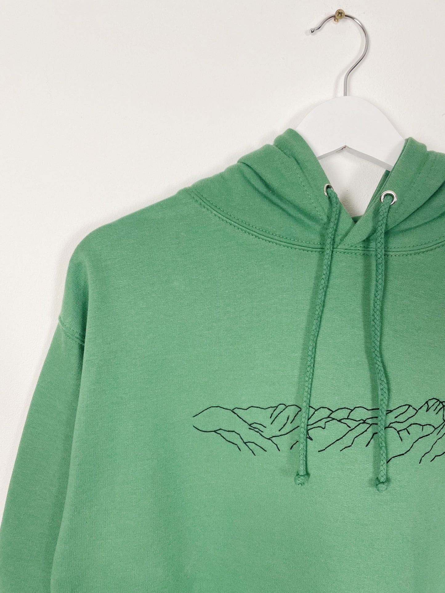 Mountain - Green Hand Embroidered Unisex Hoodie