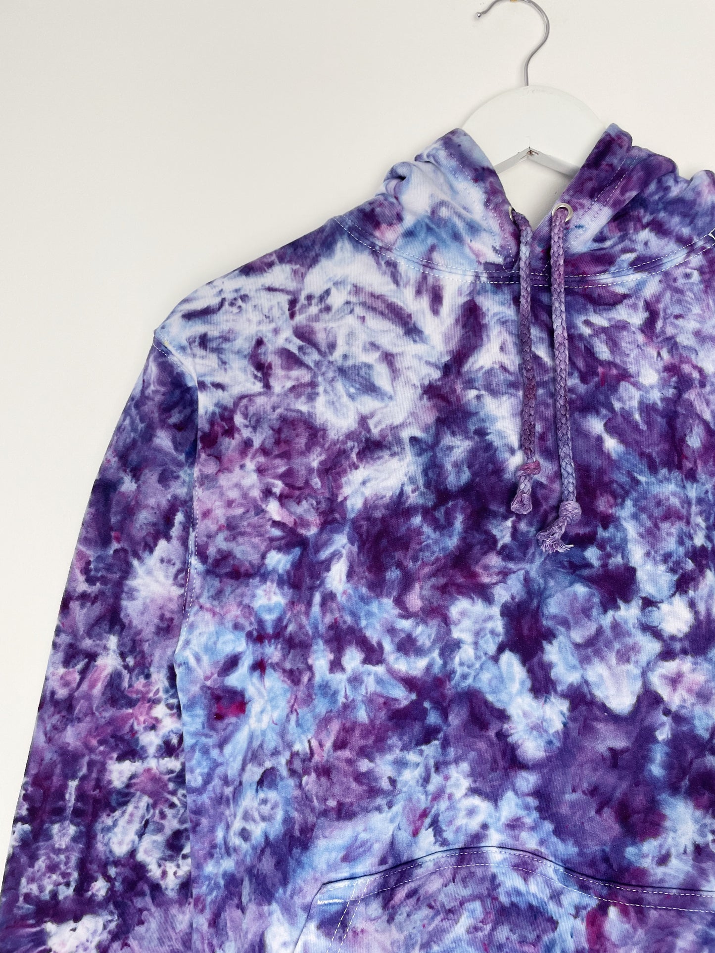S | Ice Dye Purple Hand Dyed Pullover Hoodie