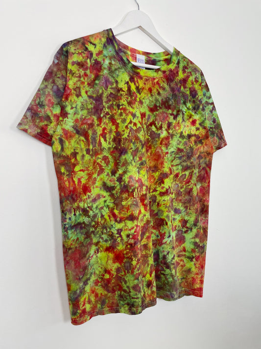 L | Ice Dye Rainbow Multicolour Hand Dyed Ice Tie Dye T-Shirt