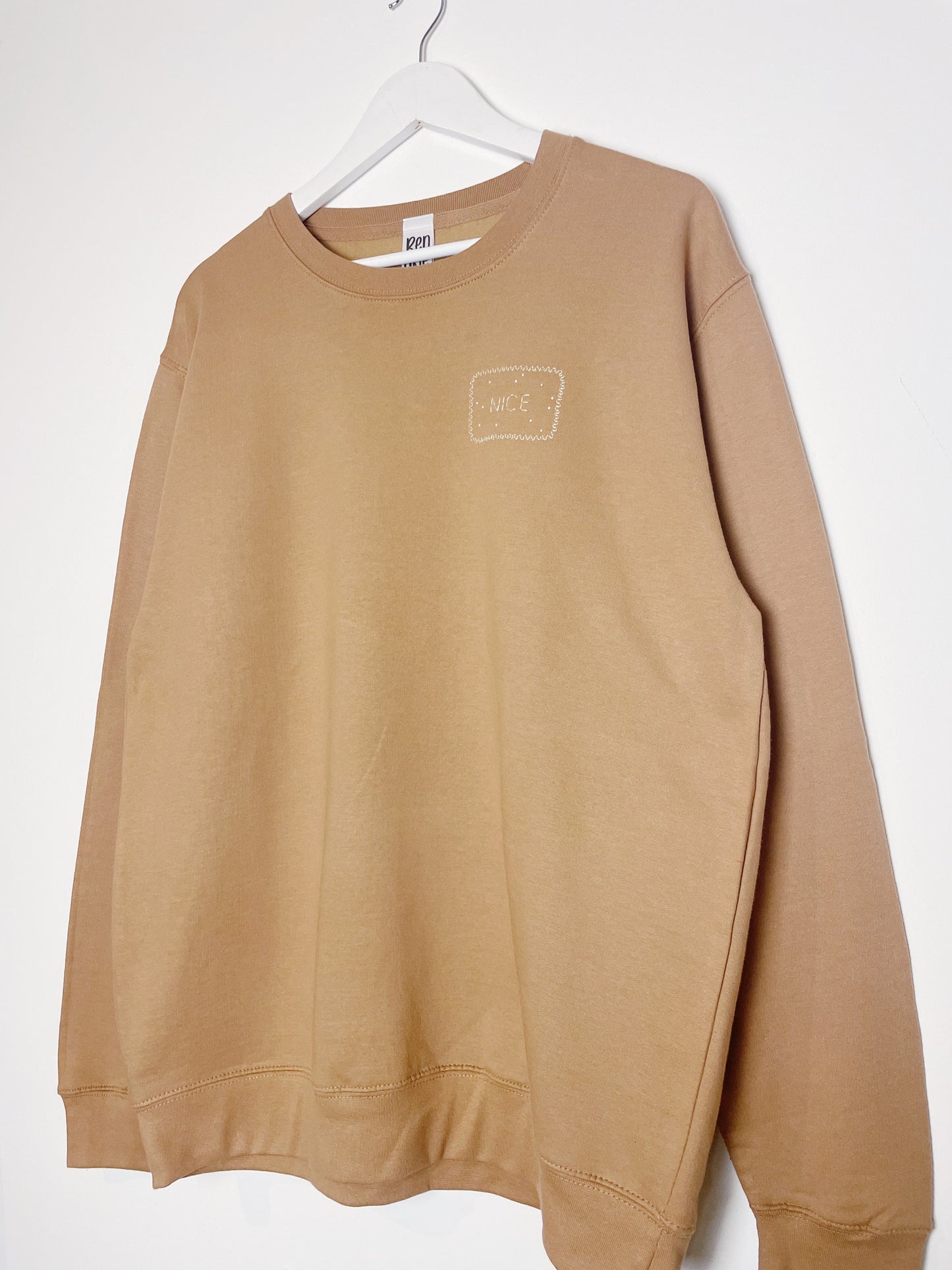 Nice Biscuit | Biscuit Brown Hand Embroidered Sweatshirt