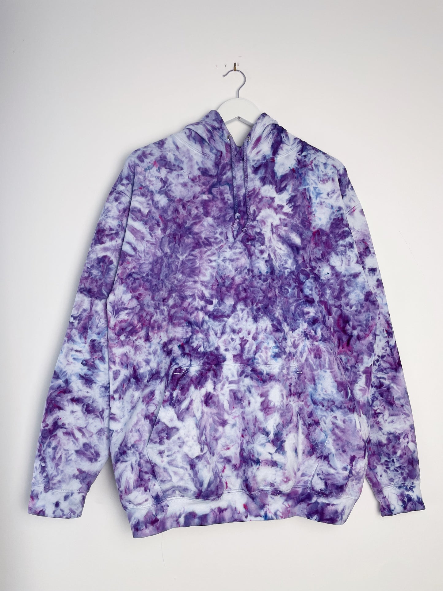 L | Ice Dye Purple Hand Dyed Pullover Hoodie