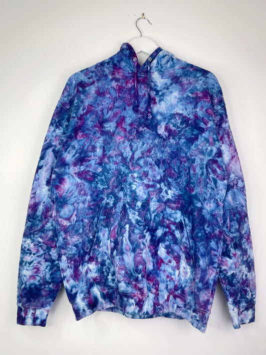 L | Ice Dye Purple Hand Dyed Pullover Hoodie