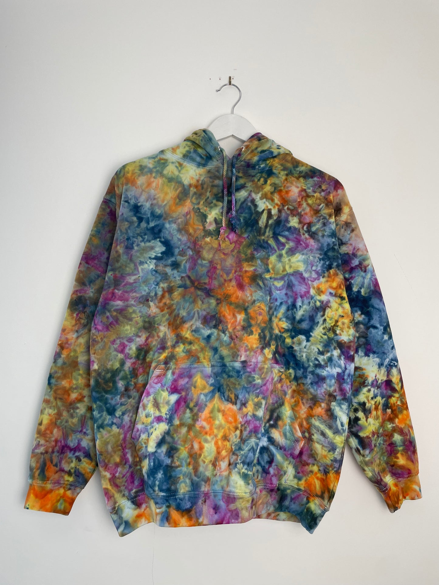 M | Ice Dye Blue Sunrise Multicolour Hand Dyed Pullover Hoodie