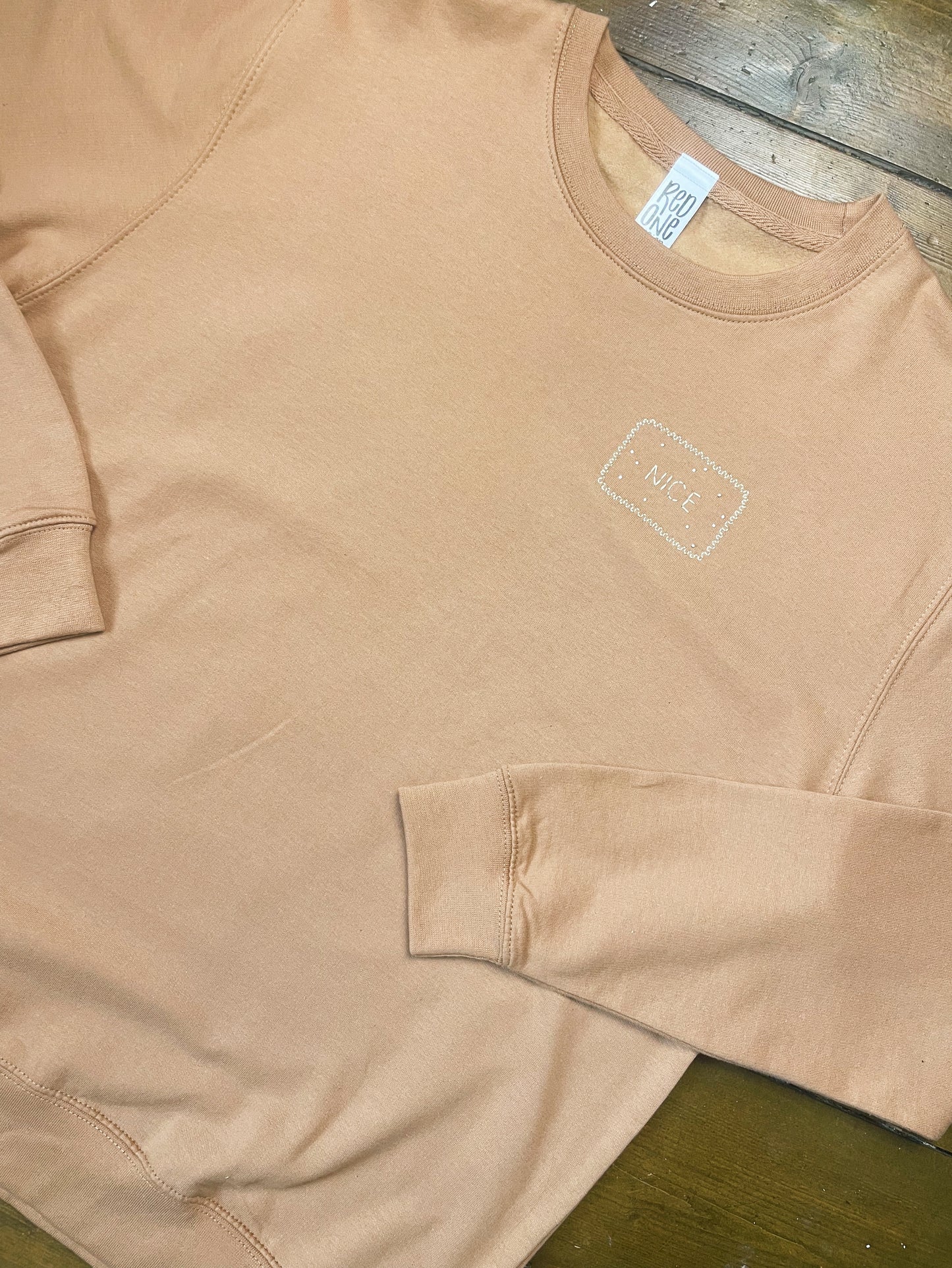 Nice Biscuit | Biscuit Brown Hand Embroidered Sweatshirt