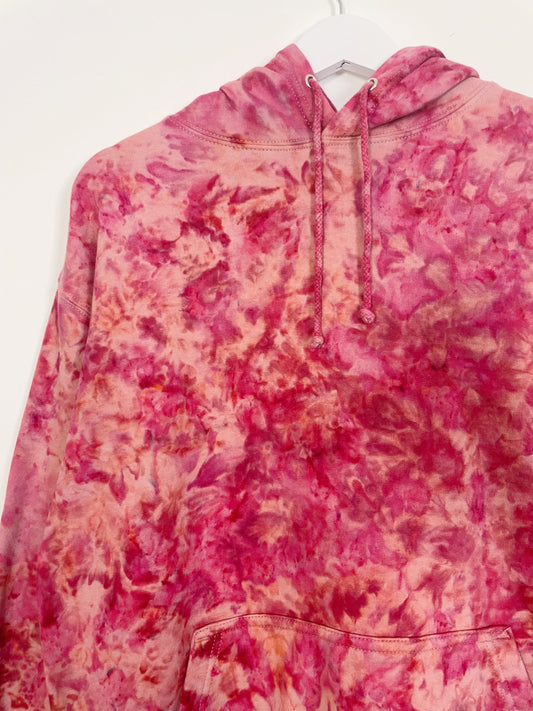 M | Ice Dye Crushed Raspberry Hand Dyed Pullover Hoodie