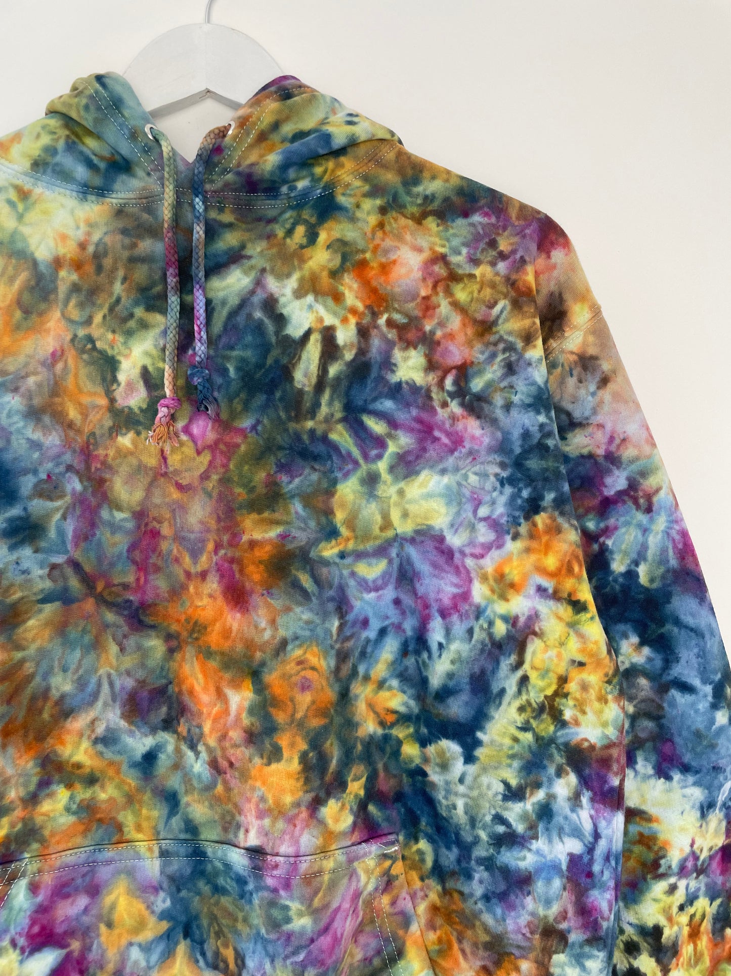 M | Ice Dye Blue Sunrise Multicolour Hand Dyed Pullover Hoodie
