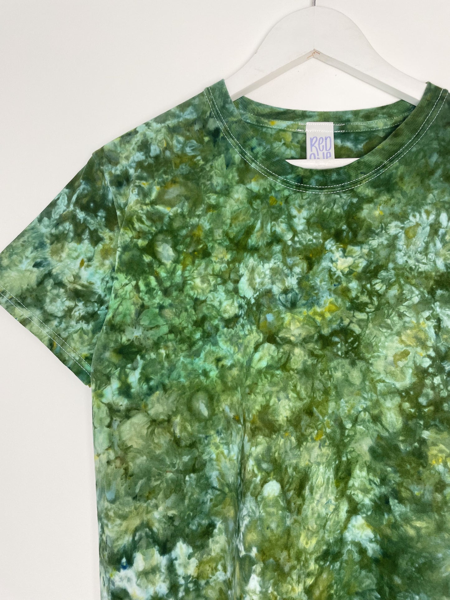 S | Ice Dye Dark Green Hand Dyed Ice Tie Dye T-Shirt