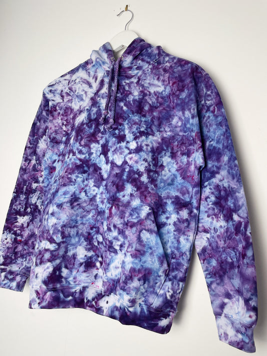 S | Ice Dye Purple Hand Dyed Pullover Hoodie