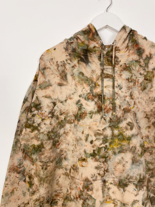 XL | Ice Dye Driftwood Hand Dyed Brown Pullover Hoodie