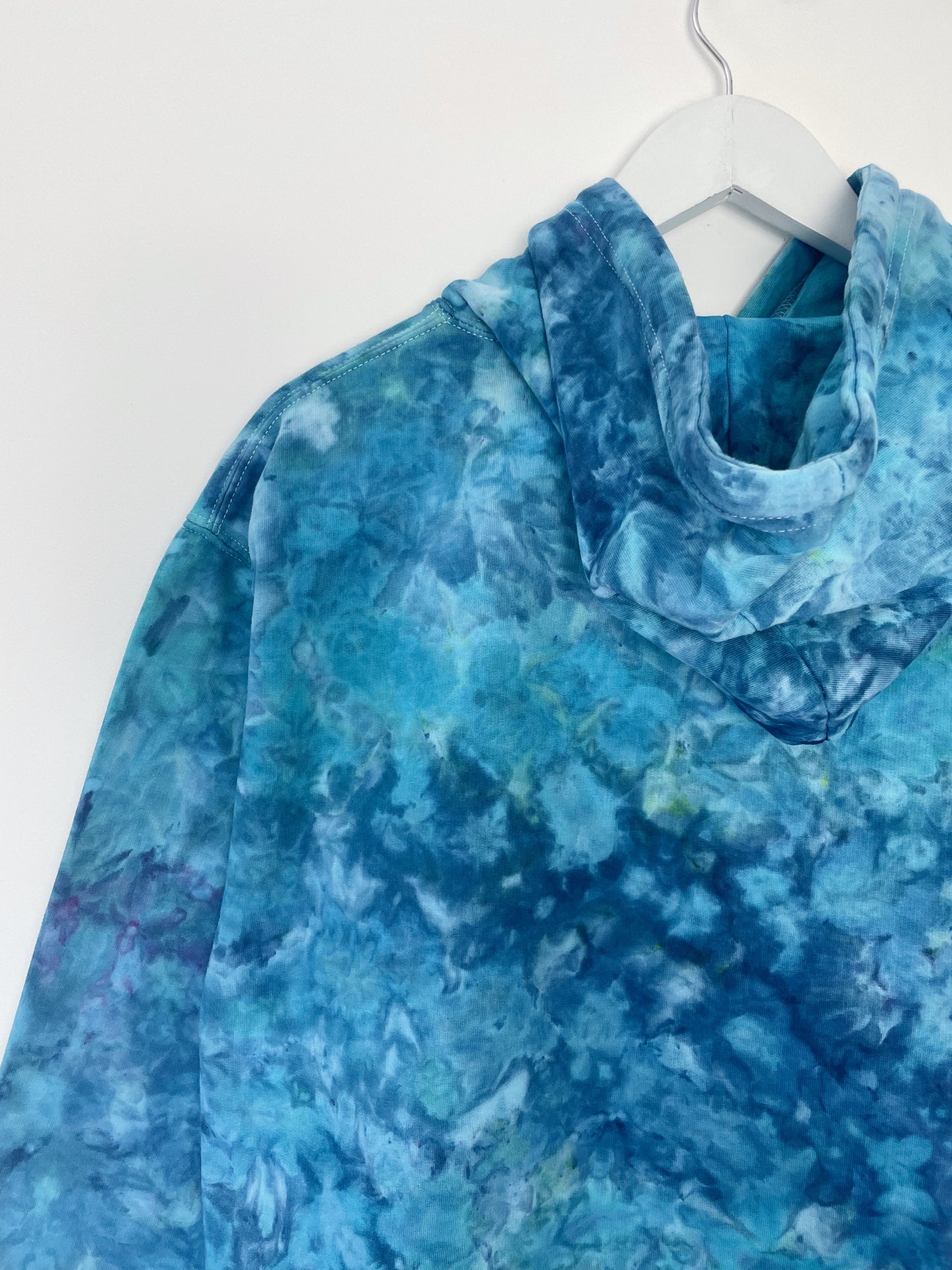 M | Ice Dye Ocean Blue Hand Dyed Pullover Hoodie