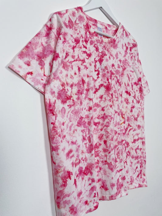 L | Ice Dye Pink Hand Dyed Ice Tie Dye T-Shirt