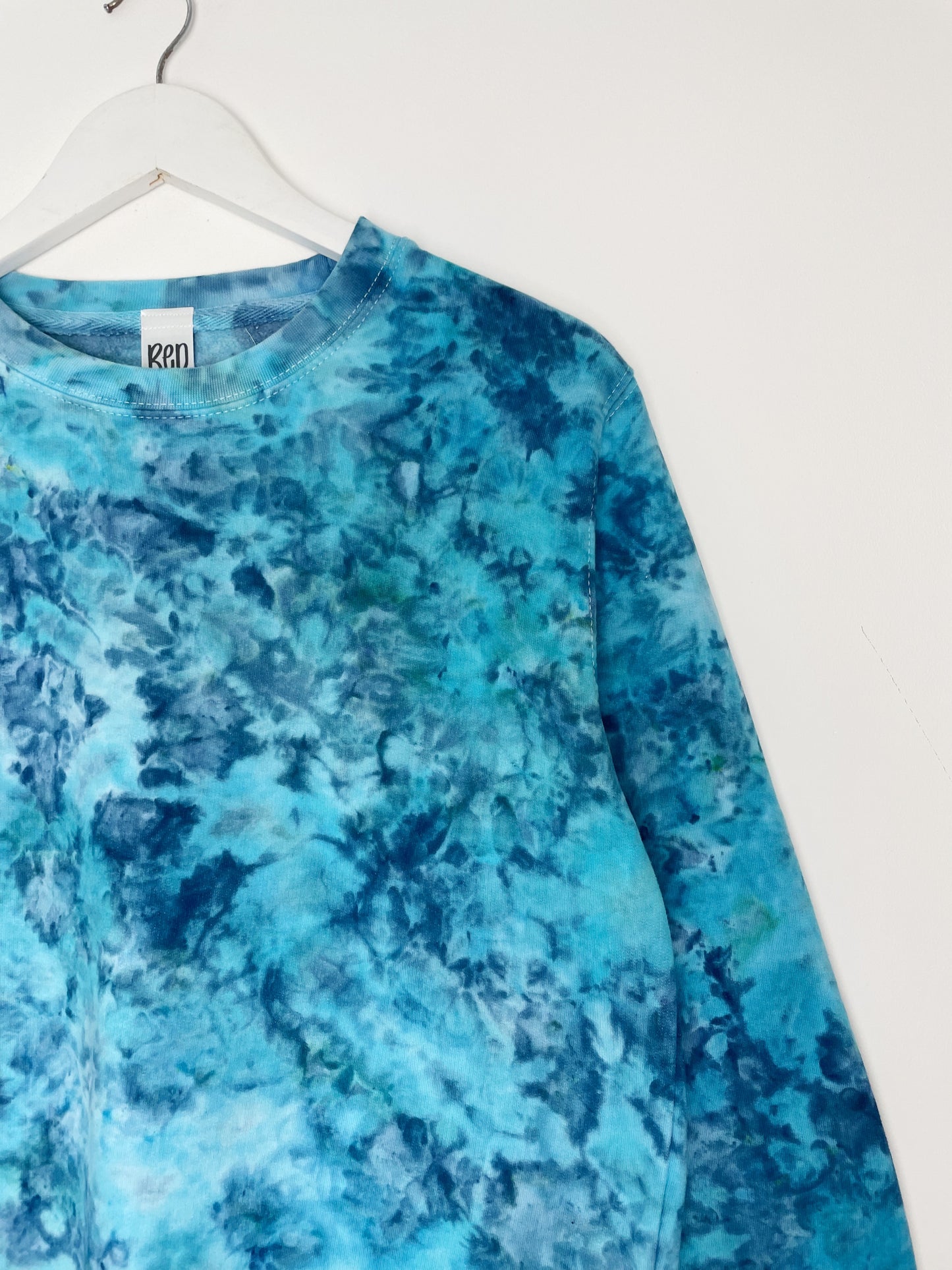S | Ice Dye Ocean Blue Hand Dyed Sweatshirt