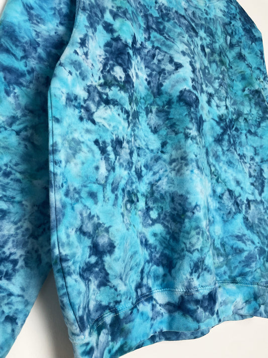 S | Ice Dye Ocean Blue Hand Dyed Sweatshirt