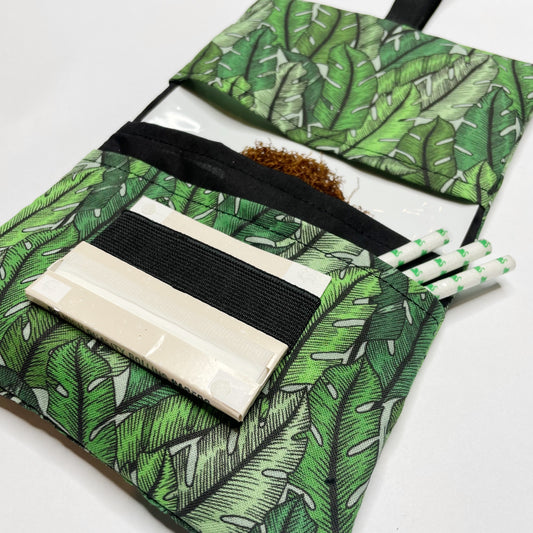 Handmade Tobacco Pouch | Tropical Leaf Print Tobacco Storage Holder