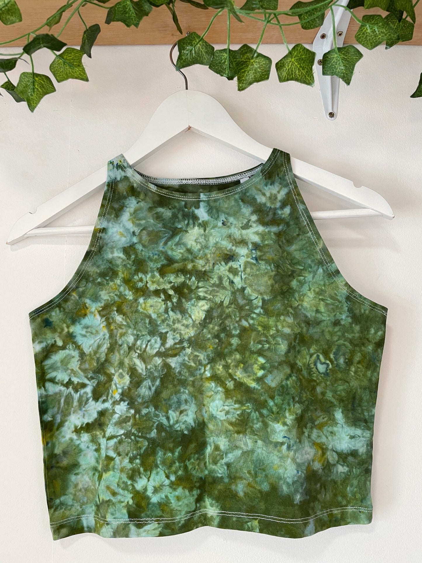 Ice Dye Green Crop Vest