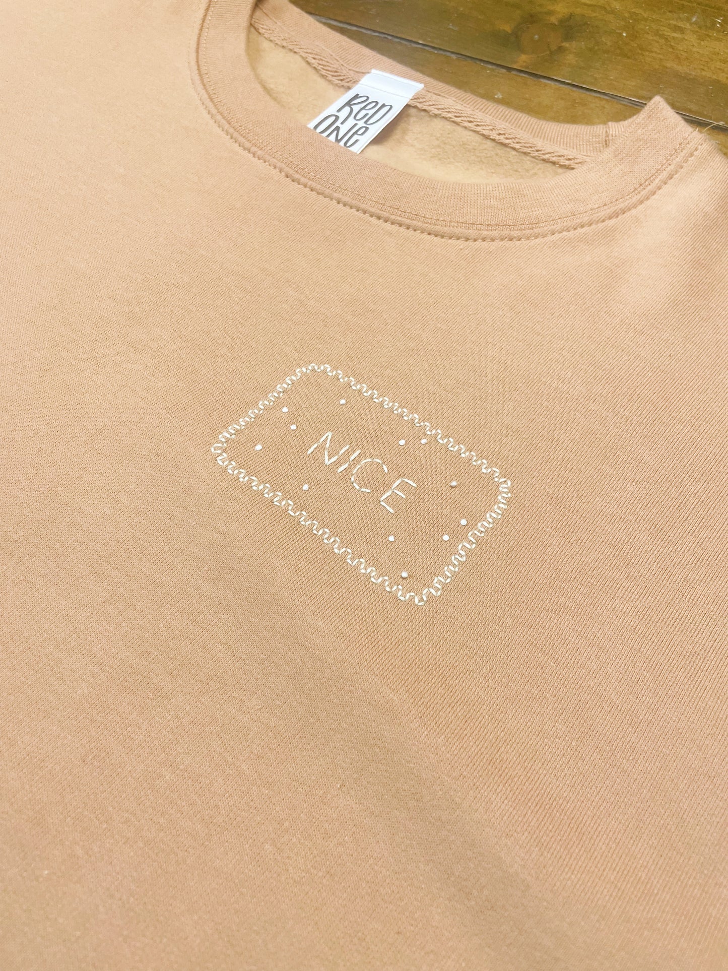 Nice Biscuit | Biscuit Brown Hand Embroidered Sweatshirt