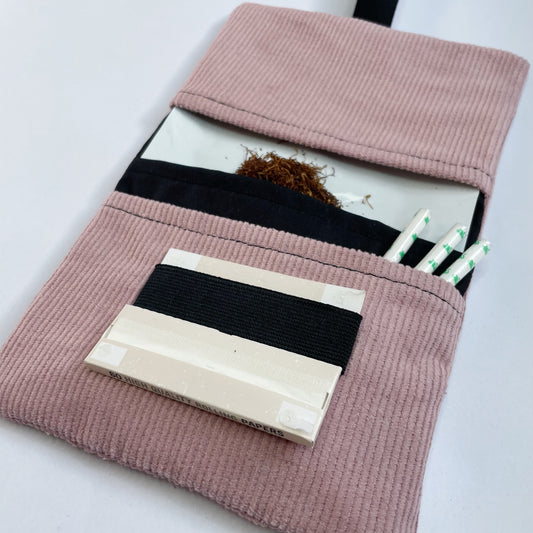 Handmade Tobacco Pouch | Dusty Pink Corduroy Tobacco Storage Cover