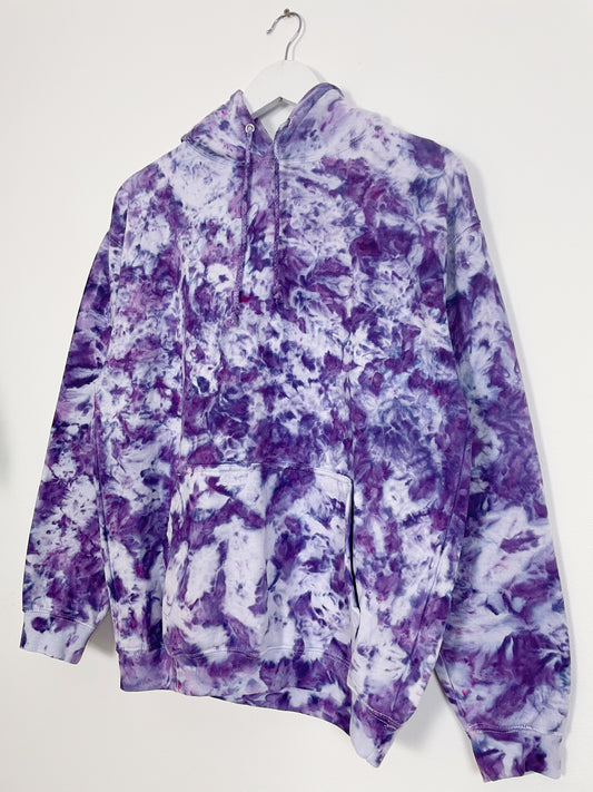 M | Ice Dye Purple Hand Dyed Pullover Hoodie