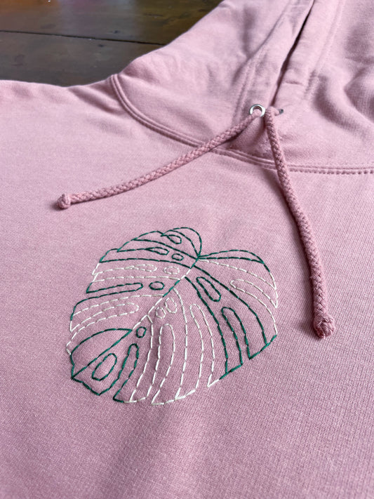 Variegated Monstera Deliciosa - Hand Embroidered Unisex Hoodie