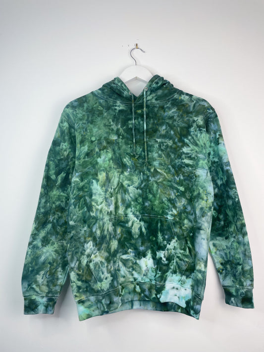 XS | Ice Dye Dark Green Hand Dyed Pullover Hoodie