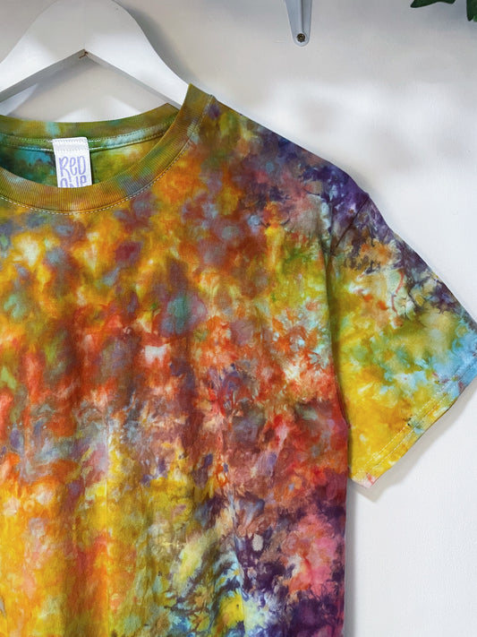 S | Ice Dye Rainbow Multicolour Hand Dyed Ice Tie Dye T-Shirt