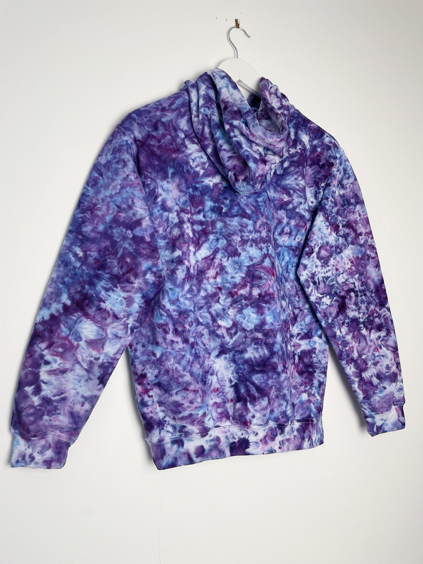 S | Ice Dye Purple Hand Dyed Pullover Hoodie