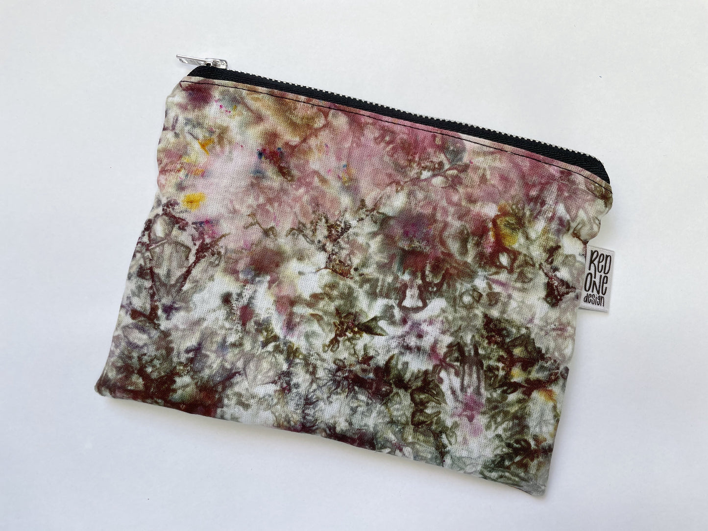 Handmade Ice Dye Zip Pouch | Floral Pencil Case | Ice Dyed Make-up Pouch
