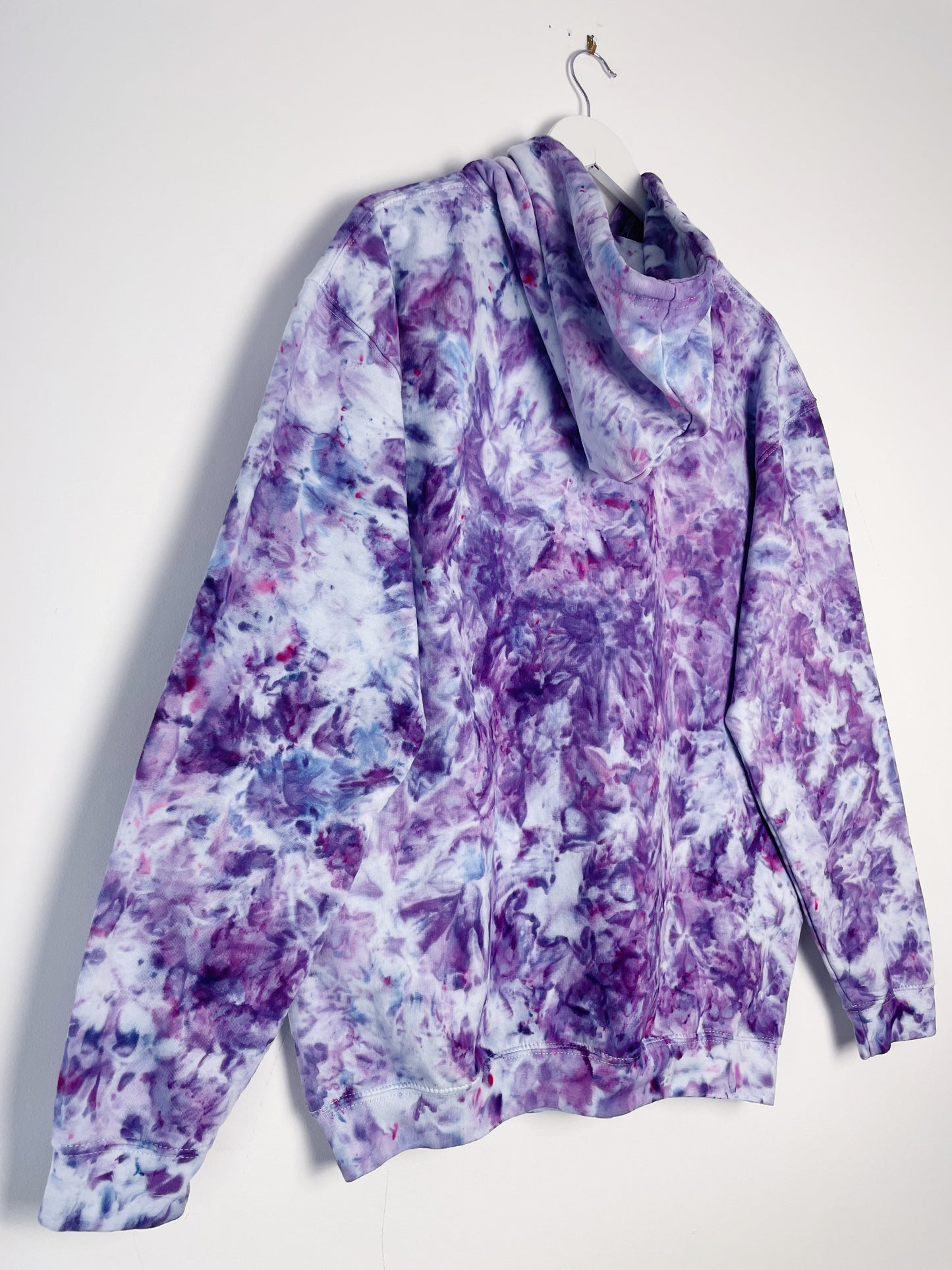 L | Ice Dye Purple Hand Dyed Pullover Hoodie