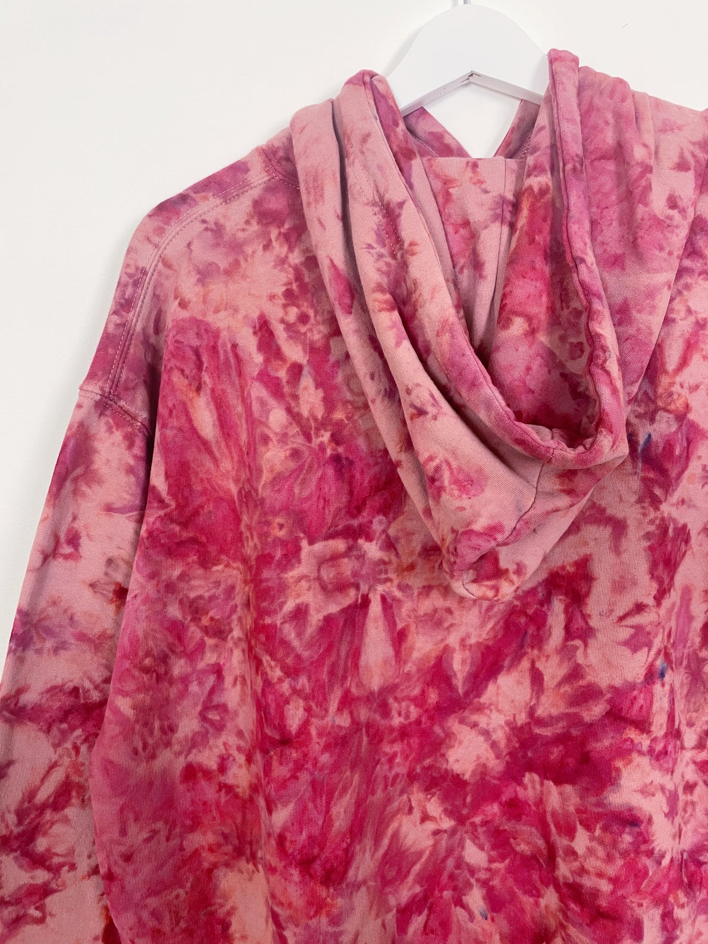 XL | Ice Dye Crushed Raspberry Hand Dyed Pullover Hoodie