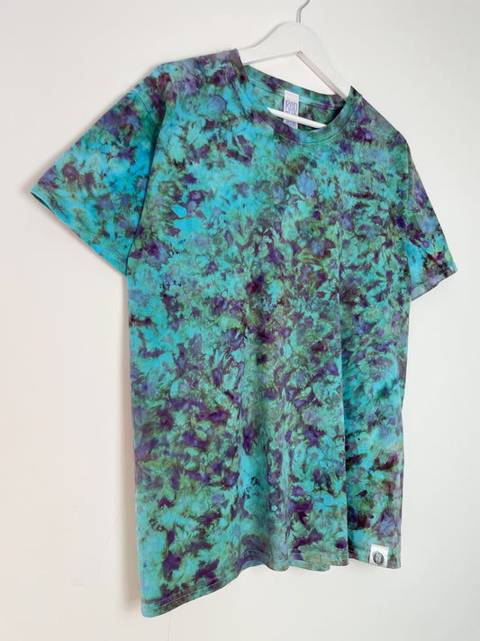L | Blue Purple Ice Dye Hand Dyed T-Shirt