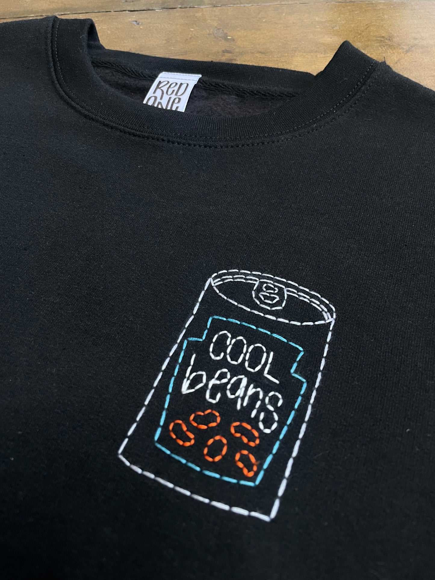 Cool Beans Hand Embroidered Sweatshirt